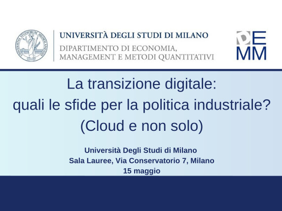 PLEF - Convegno UNIMI - La transizione digitale: quali le sfide per la politica industriale?